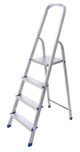 Стремянка алюминиевая с алюминиевыми ступенями STAIRS 4 ступени (арт. AS 04) от магазина ЛесКонПром.ру