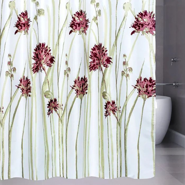 Штора для ванной BATH PLUS Flowers Pink 180х180 см текстиль бело-красная от магазина ЛесКонПром.ру