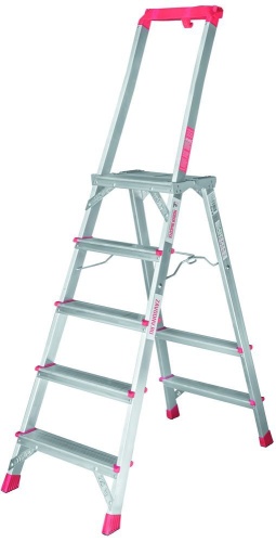 Стремянка алюминиевая профессиональная с увеличенной площадкой и органайзером Новая Высота 5 ступеней (арт. 3135105) от магазина ЛесКонПром.ру