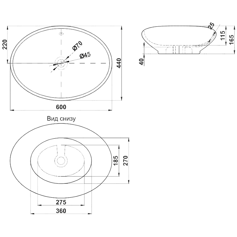 Раковина-чаша Melana 60 MLN-A499 Белая от магазина ЛесКонПром.ру