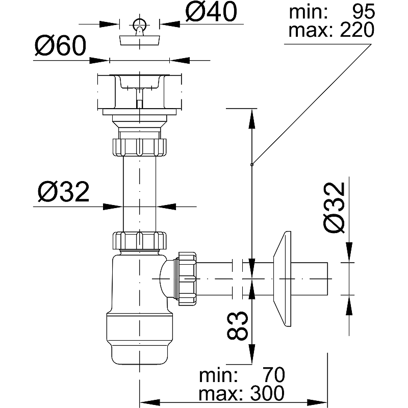 Сифон для раковины Styron STY-533 Белый от магазина ЛесКонПром.ру