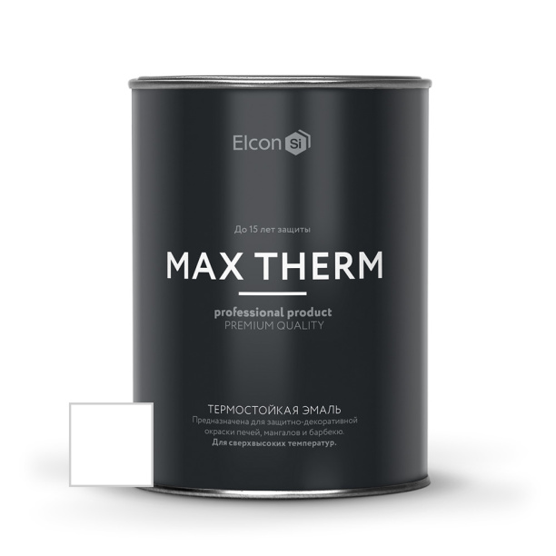 Эмаль термостойкая Elcon +700C Max Therm 0,8 кг RAL9003 белая от магазина ЛесКонПром.ру