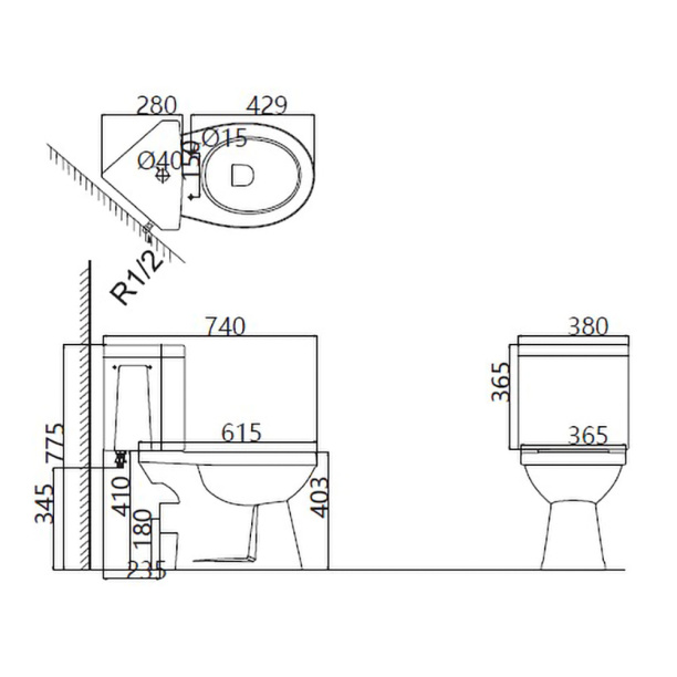 Унитаз-компакт Creo ARCHI угловой с сиденьем от магазина ЛесКонПром.ру