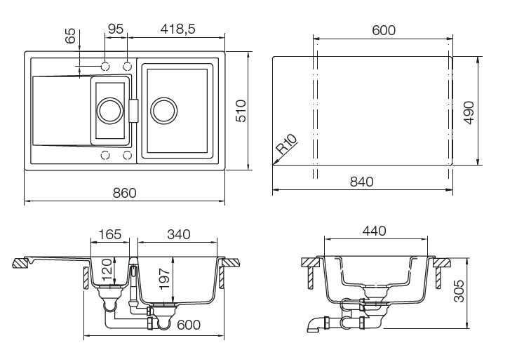 Кухонная мойка ETON 60D CRISTADUR 700693 SCHOCK от магазина ЛесКонПром.ру