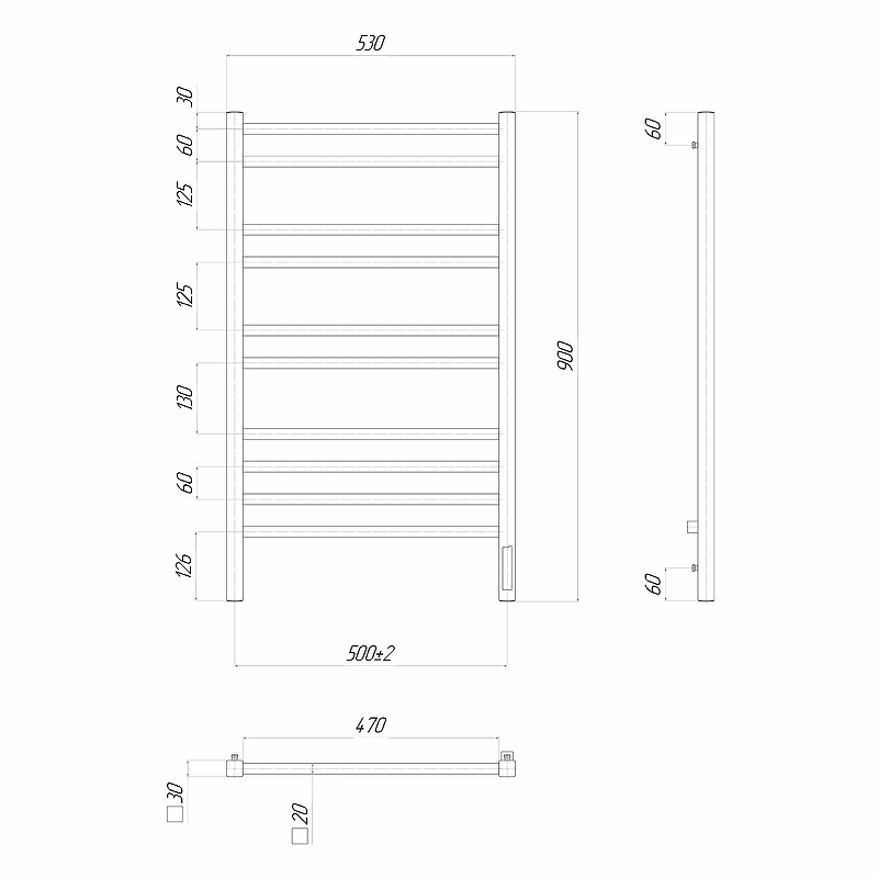 Электрический полотенцесушитель Lemark Unit 50х90 LM45910Z Хром от магазина ЛесКонПром.ру