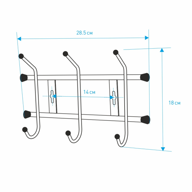 Вешалка настенная Ника ВН3 28,5х6,7х18 см черная от магазина ЛесКонПром.ру