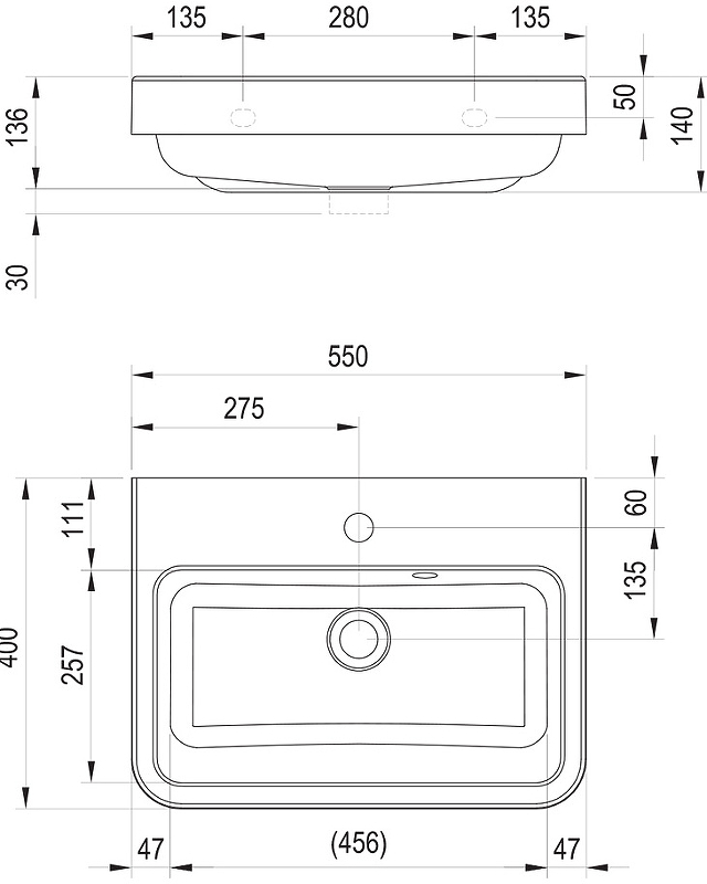 Раковина Ravak Be Happy II 55 XJA01155000 Белая от магазина ЛесКонПром.ру