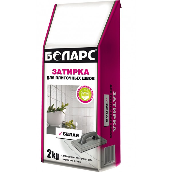 Затирка Боларс Белая для плитки, 2 кг от магазина ЛесКонПром.ру