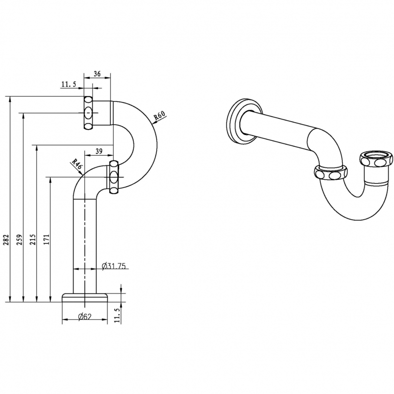Сифон для раковины Boheme Imperiale 608 Золото от магазина ЛесКонПром.ру