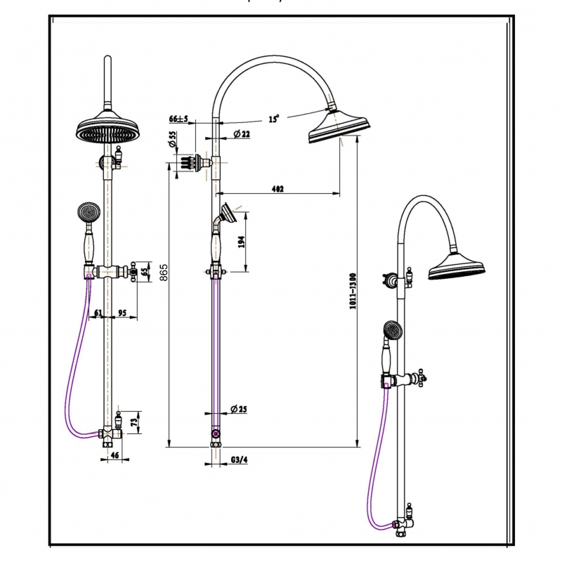 Душевая система Boheme Imperiale 402 Золото от магазина ЛесКонПром.ру