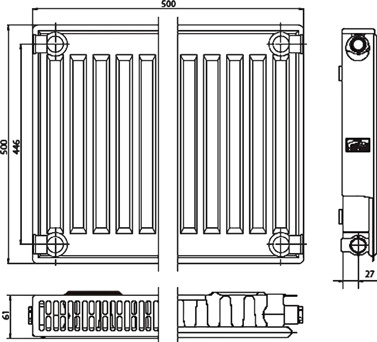 Радиатор стальной Kermi FKO FK0110500501N2Y панельный тип 11 от магазина ЛесКонПром.ру