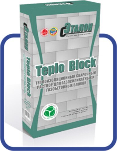 Цементная кладочная смесь Эталон Teplo blok 25 кг для ячеистого бетона от магазина ЛесКонПром.ру