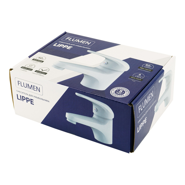 Смеситель для раковины FLUMEN Lippe белый от магазина ЛесКонПром.ру