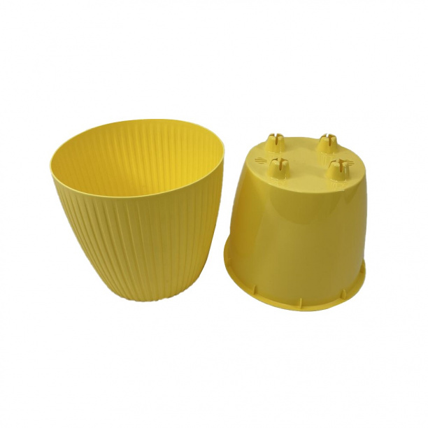 Горшок пластиковый Эви желтый d14 см h13 см 1,5 л от магазина ЛесКонПром.ру