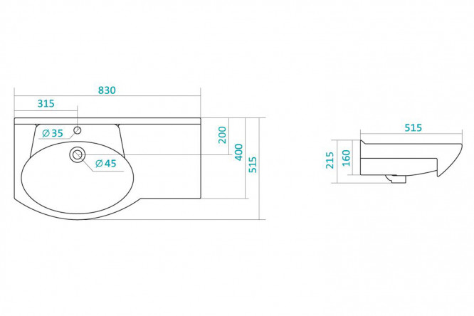Раковина правая Коралл 80353259 от магазина ЛесКонПром.ру