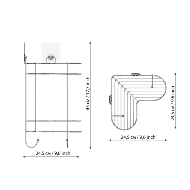 Полка сетчатая Kleber Light 2-ярусная угловая от магазина ЛесКонПром.ру