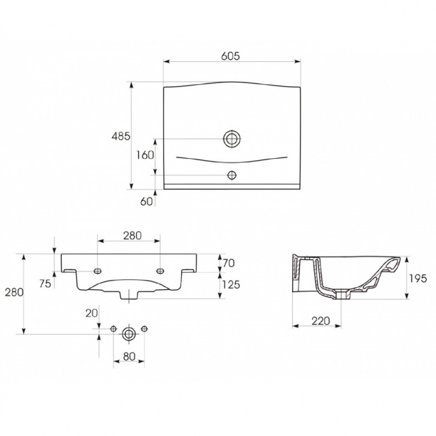Раковина Cersanit STRIM 60 см от магазина ЛесКонПром.ру