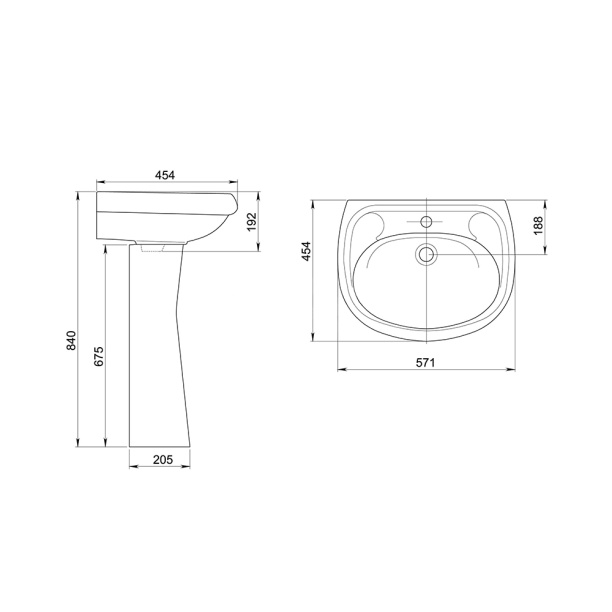 Раковина с пьедесталом Santeri Воротынский 57 см от магазина ЛесКонПром.ру