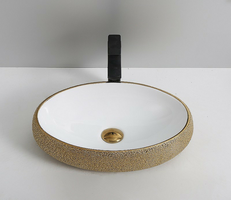 Раковина-чаша CeramaLux 49 433J Бело-золотая от магазина ЛесКонПром.ру