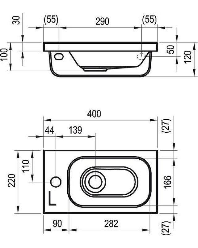 Раковина Ravak Chrome 40 L XJGL1100000 Белая от магазина ЛесКонПром.ру