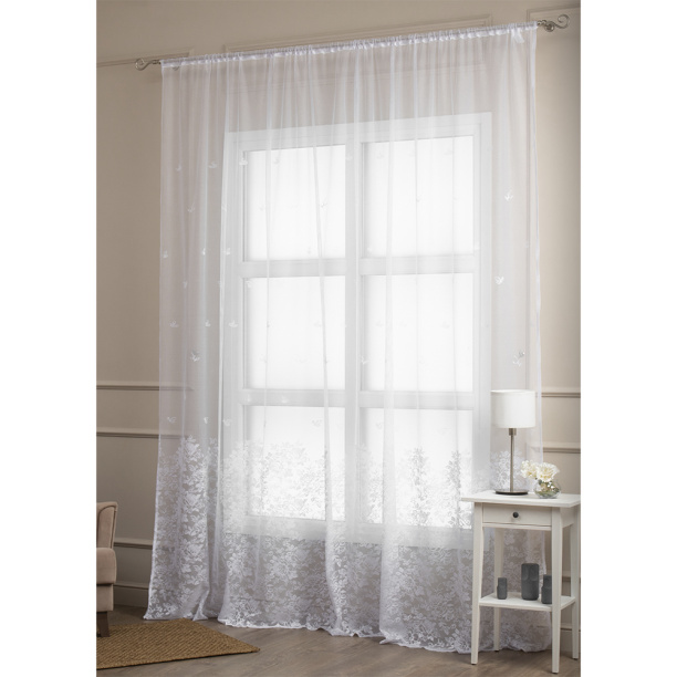 Штора-тюль Цветочки 300х270 см белая от магазина ЛесКонПром.ру