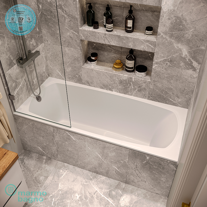 Ванна из литьевого мрамора Marmo Bagno Элза 180x75 MB-Э180-75 без гидромассажа от магазина ЛесКонПром.ру