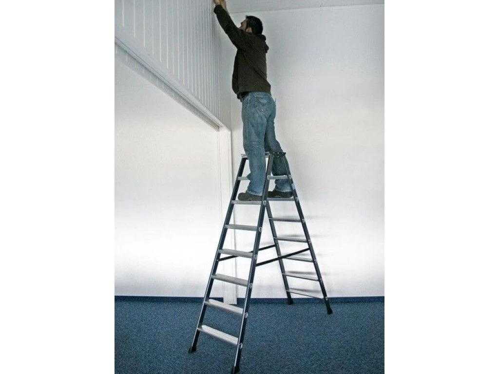 Стремянка алюминиевая анодированная Krause Sepro D 2х4 ступени (арт. 125811) от магазина ЛесКонПром.ру