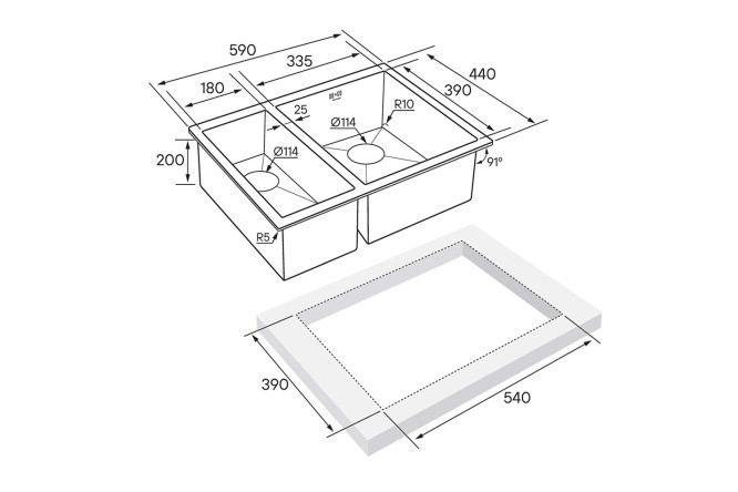 Мойка врезная правая PAULMARK Zusat 80530323 от магазина ЛесКонПром.ру