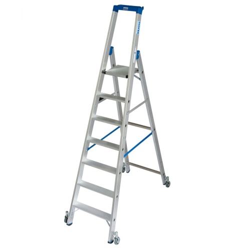 Стремянка алюминиевая Krause Stabilo с роликами 7 ступеней (арт. 124647) от магазина ЛесКонПром.ру