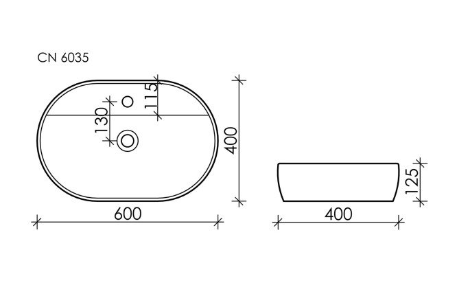 Умывальник накладной CERAMICA NOVA Element 80551250 от магазина ЛесКонПром.ру