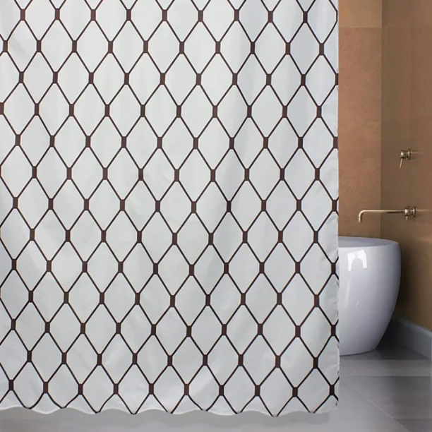 Штора для ванной BATH PLUS NET 180х180 см текстиль бело-коричневая от магазина ЛесКонПром.ру