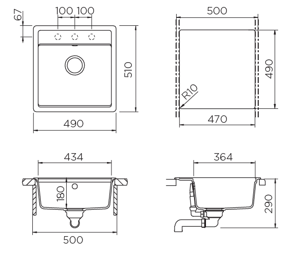 Кухонная мойка VERO 50 CRISTADUR 700929 от магазина ЛесКонПром.ру