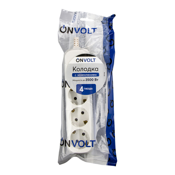 Колодка ONVOLT 4 гнезда с заземлением от магазина ЛесКонПром.ру