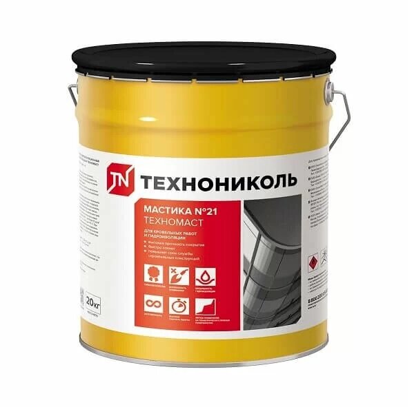 Мастика кровельная ТЕХНОНИКОЛЬ № 21 Техномаст, 20 кг от магазина ЛесКонПром.ру