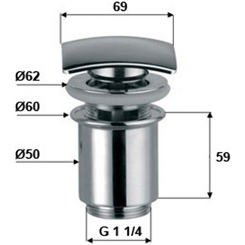 Донный клапан Remer 905SCC114 click-clack Хром от магазина ЛесКонПром.ру