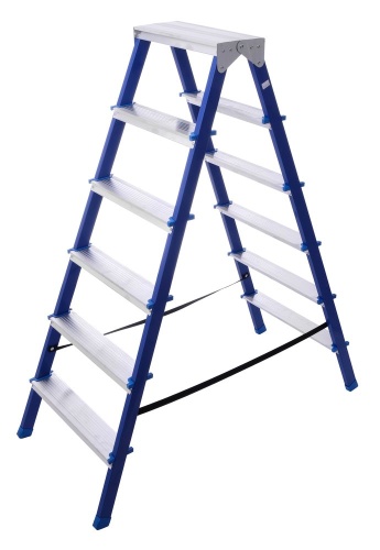 Стремянка стальная  двухсторонняя стальная с алюминиевыми ступенями STAIRS  6 ступени (арт. CS 206) от магазина ЛесКонПром.ру