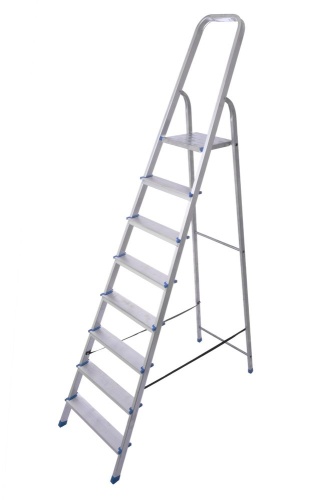 Стремянка алюминиевая с алюминиевыми ступенями STAIRS 8 ступеней (арт. AS 08) от магазина ЛесКонПром.ру