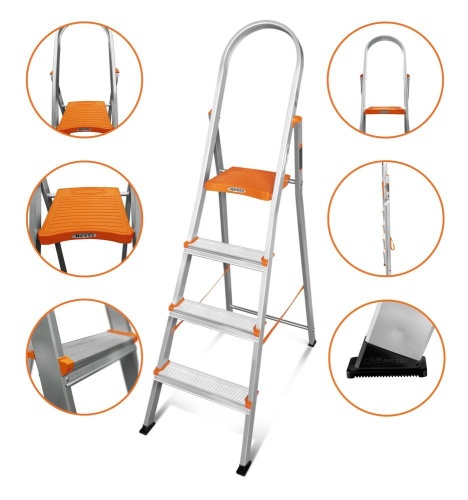 Стремянка алюминиевая Эйфель 4 ступени (арт. Мечта 104) от магазина ЛесКонПром.ру