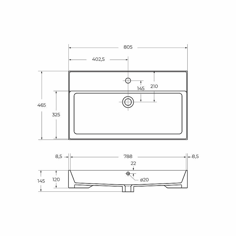 Раковина Cezares 80 CZR-MIL-80-LVB Белая от магазина ЛесКонПром.ру