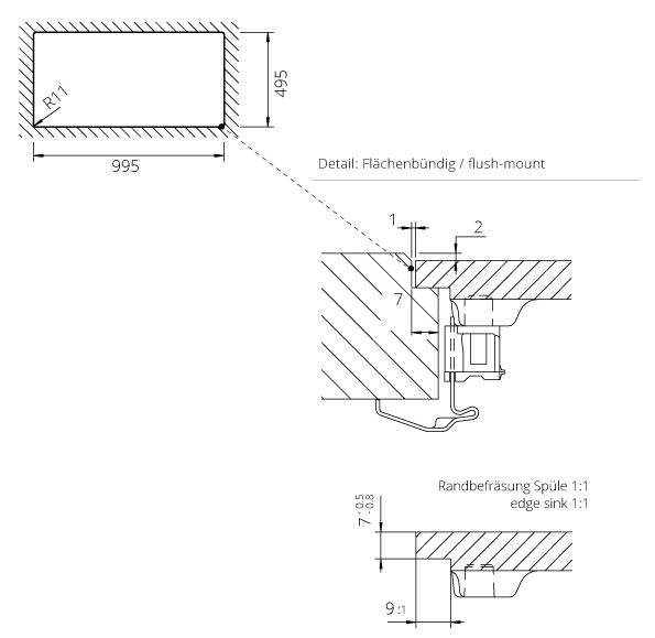 Кухонная мойка WATERFALL 60D F CRISTADUR 700105F* от магазина ЛесКонПром.ру