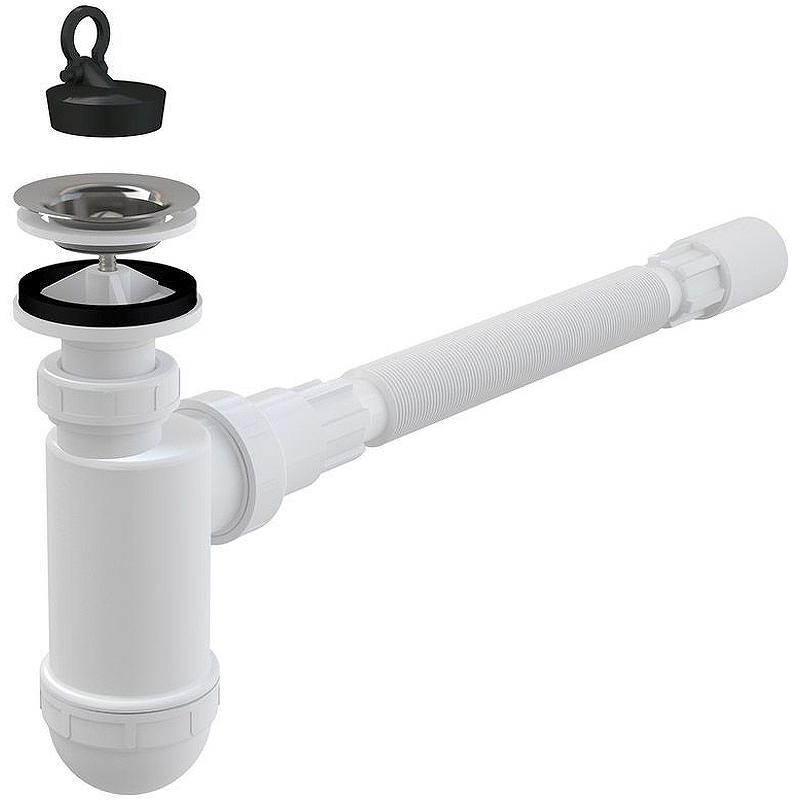 Сифон для раковины Alcaplast AG2105123710 (A41+A71) Хром от магазина ЛесКонПром.ру