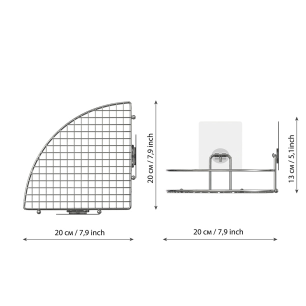 Полка сетчатая Kleber Light 1-ярусная угловая от магазина ЛесКонПром.ру