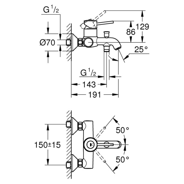 Смеситель для ванны GROHE Start Classic от магазина ЛесКонПром.ру