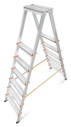 Двухсторонняя стремянка алюминиевая Эйфель 6 ступеней (арт. Мастер 80 - 206) от магазина ЛесКонПром.ру