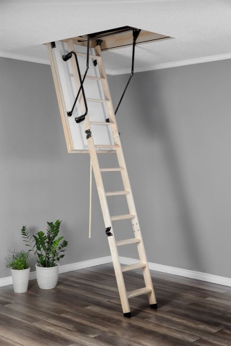 Чердачная деревянная лестница POLAR / POLAR LONG с люком 55Х130, H 280см  OMAN от магазина ЛесКонПром.ру