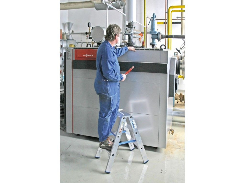 Стремянка алюминиевая двухсторонняя Krause Stabilo с роликами 2х4 ступени (арт. 124821) от магазина ЛесКонПром.ру