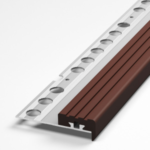 Профиль алюминиевый для ступеней с накладкой 25х10 мм цвет - коричневый