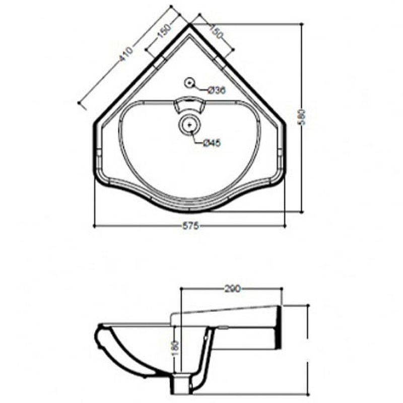Раковина Kerasan Retro 57 103201*1 Белая от магазина ЛесКонПром.ру