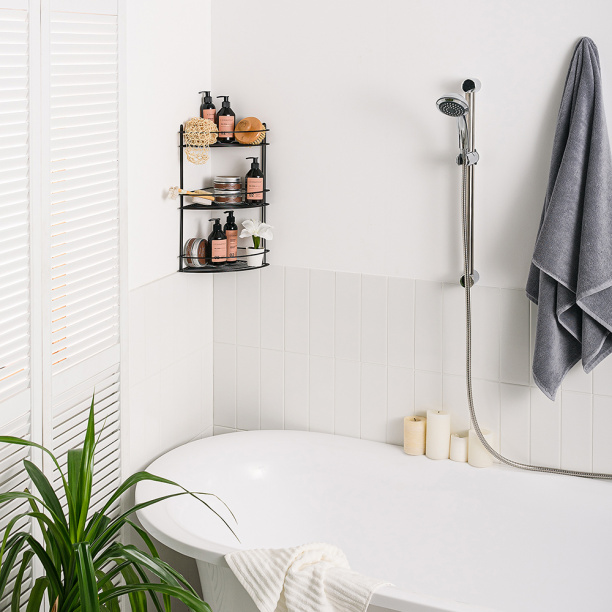 Полка сетчатая ЧМЗ 3-ярусная угловая черная от магазина ЛесКонПром.ру