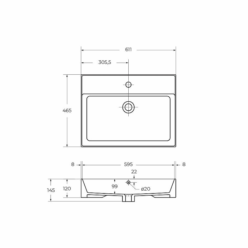Раковина Cezares 60 CZR-MIL-60-LVB Белая от магазина ЛесКонПром.ру